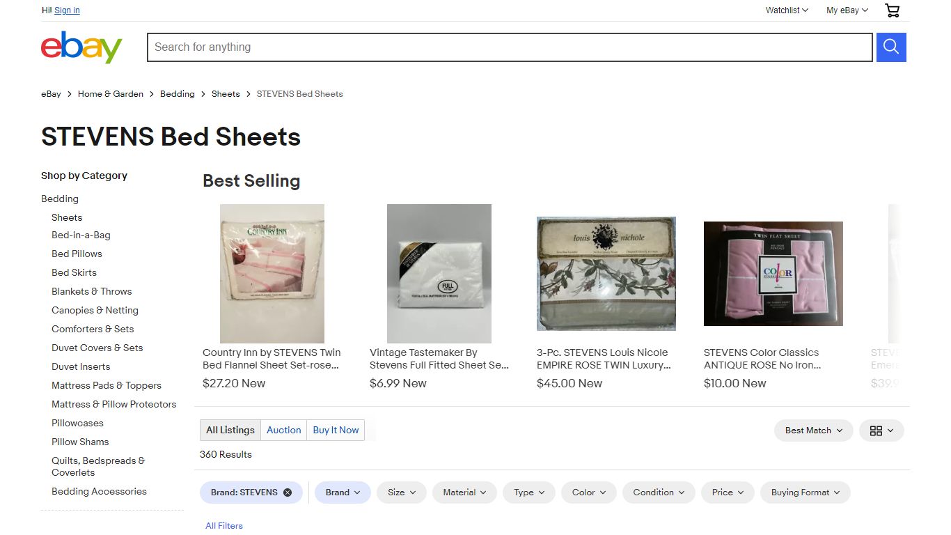 STEVENS Bed Sheets for sale | eBay